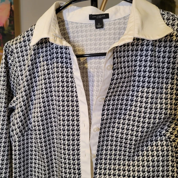 Ann Taylor Navy And White Collared Shift Dress Size S - Picture 2 of 8